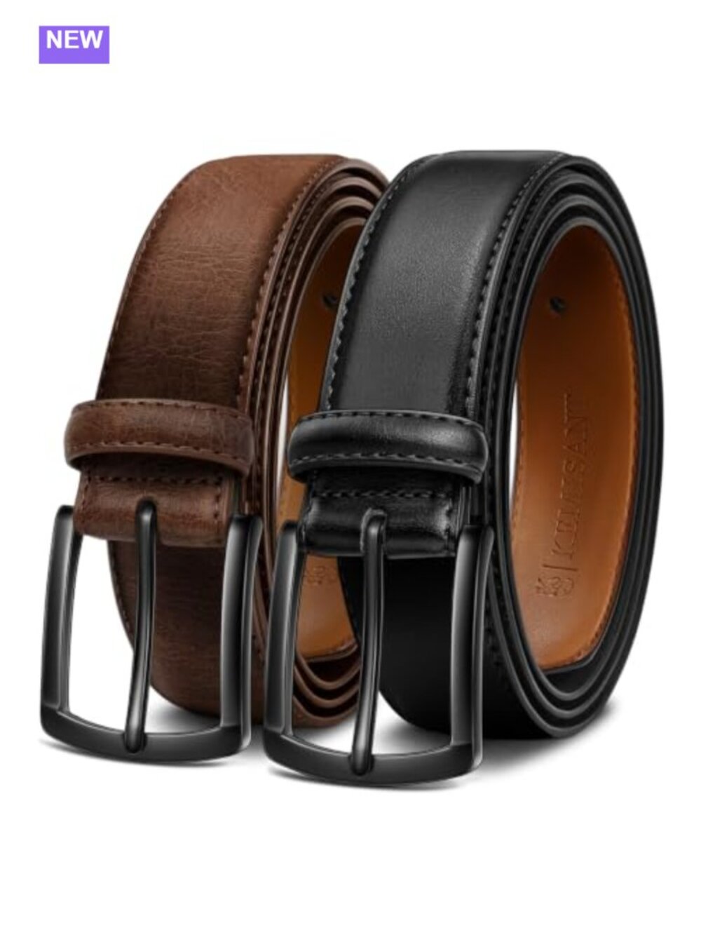 Leather Golf Belt 2-Pack Trimmable 1.5in Metal Eyelets Gift Boxed